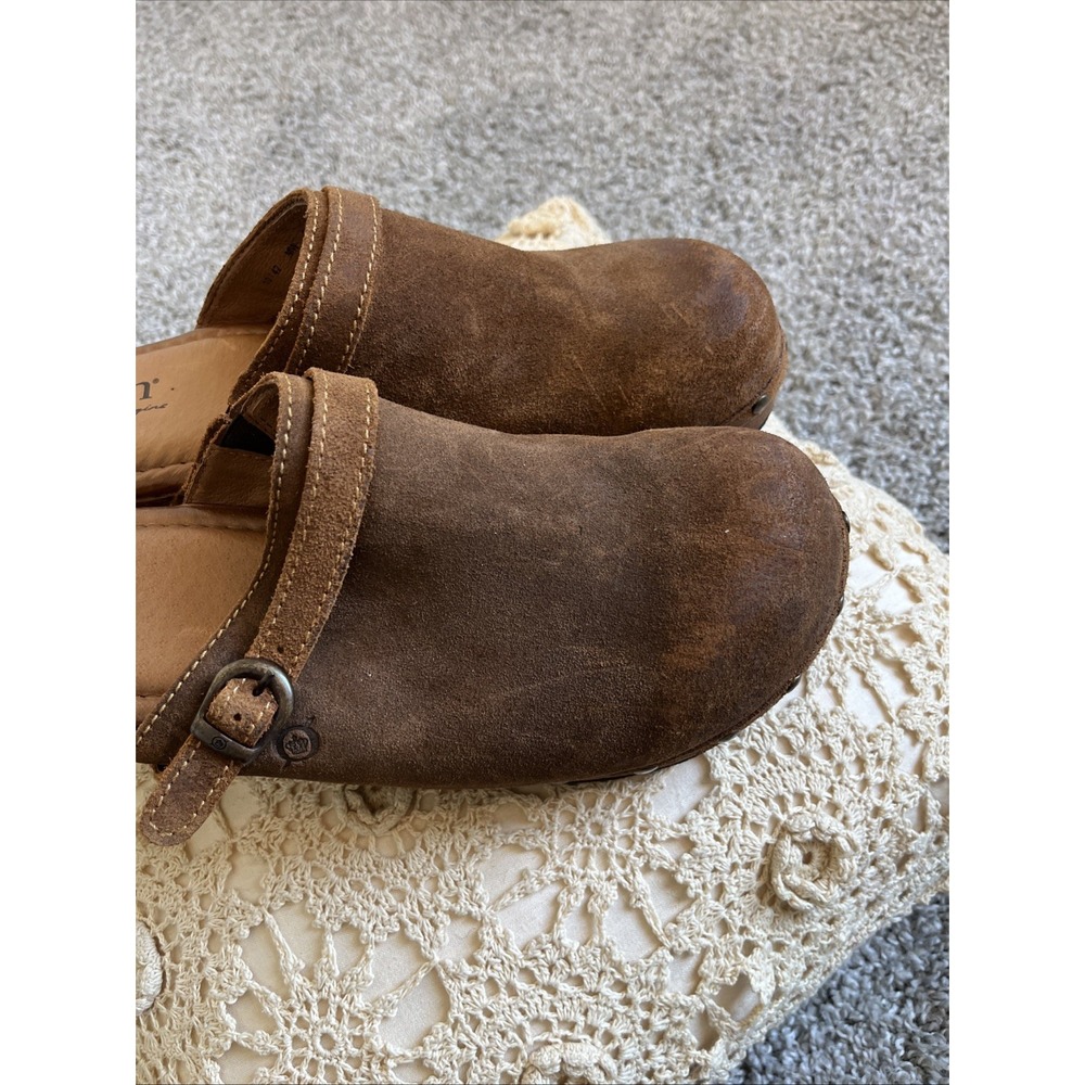 Born Origin Women 10 Brown Leather Mule Clog Studded Buckle Slip On Boho Western - Picture 4 of 16